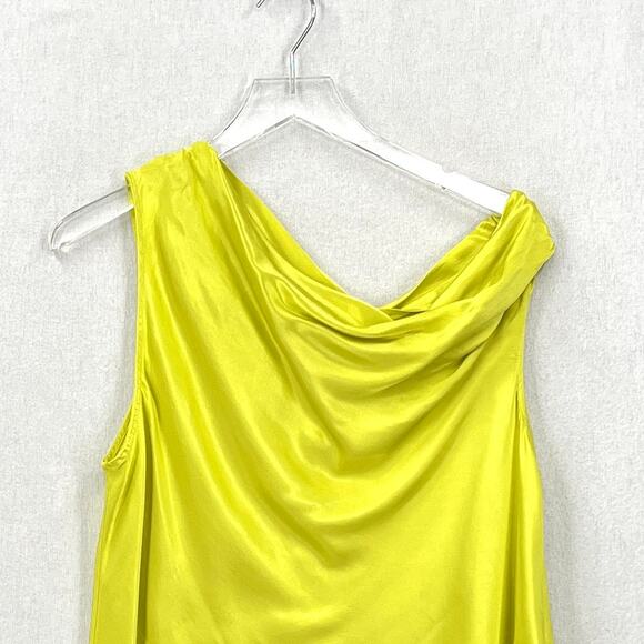ENZA COSTA Satin Bias Off the Shoulder Top Womens Large 3 Lime Green Shirt NEW - Picture 8 of 16
